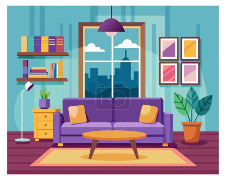 House Interior With Living Room Vectors illustration