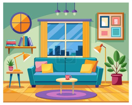Haus Interieur mit Wohnzimmer Vektoren Illustration
