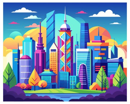 Photo for City skyline with buildings and skyscrapers vector - Royalty Free Image