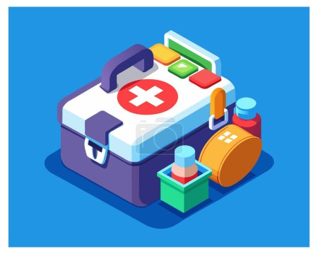 Photo for Doctors case with medical tools pills Vector Design illustration - Royalty Free Image