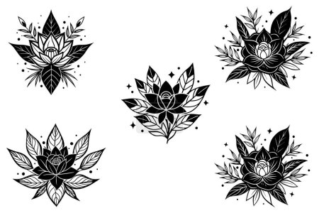 Illustration for Silhouettes set of flowers in pots and vases stock illustration - Royalty Free Image