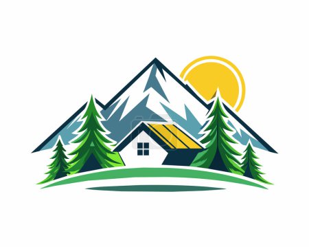 Ilustración de Logotipo inmobiliario casa y vector de montaña ilustración - Imagen libre de derechos