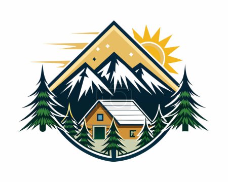 Ilustración de Logotipo inmobiliario casa y vector de montaña ilustración - Imagen libre de derechos
