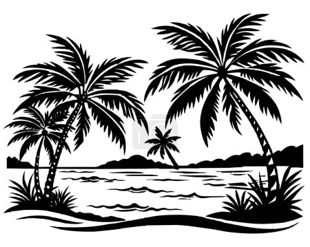 Photo for Palm Tree On Water Scene Vector illustrator - Royalty Free Image