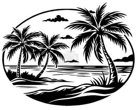 Photo for Palm Tree On Water Scene Vector illustrator - Royalty Free Image
