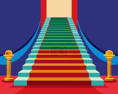 Illustration for VIP luxury entrance with red carpet vector illustration - Royalty Free Image
