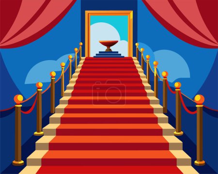 Illustration for VIP luxury entrance with red carpet vector illustration - Royalty Free Image