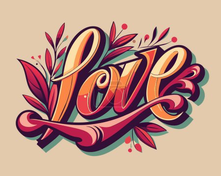 Amor tipografía manuscrita texto vector ilustración