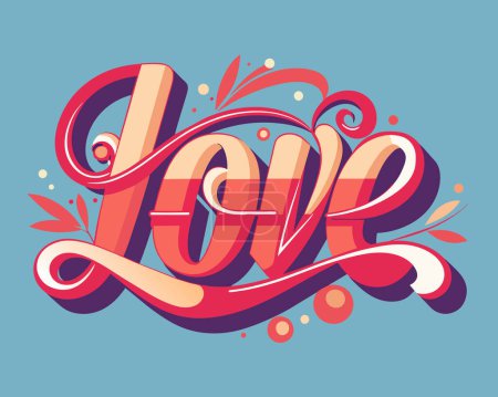 Amor tipografía manuscrita texto vector ilustración