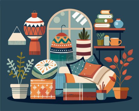 Photo for Cozy interior object set vector illustration - Royalty Free Image