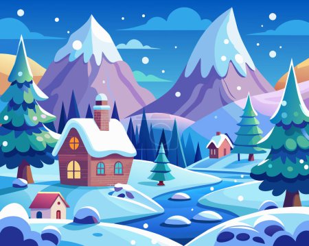 Winter landscape of the park hello winter vector illustration