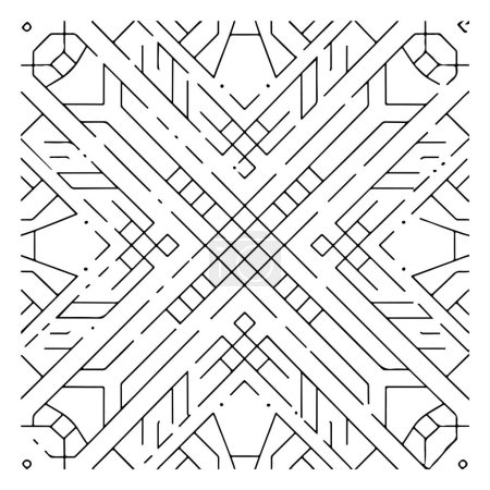 Photo for Monochrome Square Line Pattern Vector Illustrator - Royalty Free Image