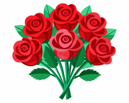 Ein Strauß roter Rosen blüht 