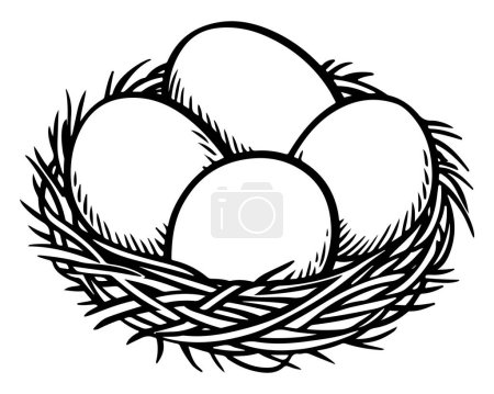 Huevo en el nido dibujado vector