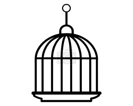 Cage for birds hand draw vector illustration