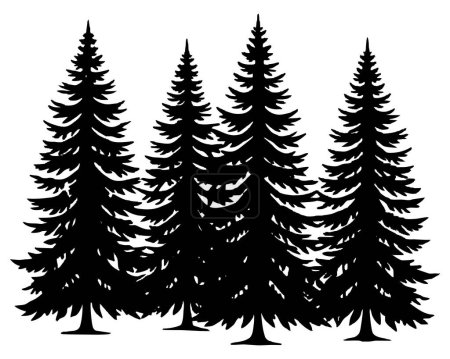 Schwarz-Fichten Winter Saison Design Illustration Vektor