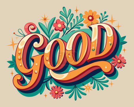 Illustration for Colorful Typography Good Text Vector - Royalty Free Image