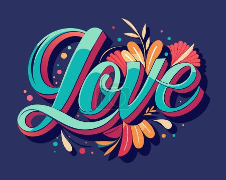 Tipografía colorida Amor Texto Vector