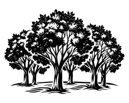 Illustration for Tree and grass silhouette - Royalty Free Image