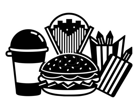 Photo for Cute cartoon hand drawn fast food illustration - Royalty Free Image