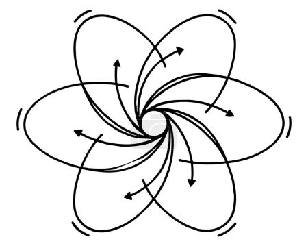 Physics atom model with electrons vector