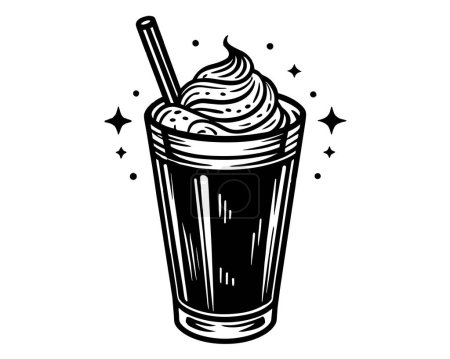 Photo for Vector illustration hand drawn glass of Latte coffee - Royalty Free Image