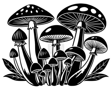 Mushrooms Vector Lineart design
