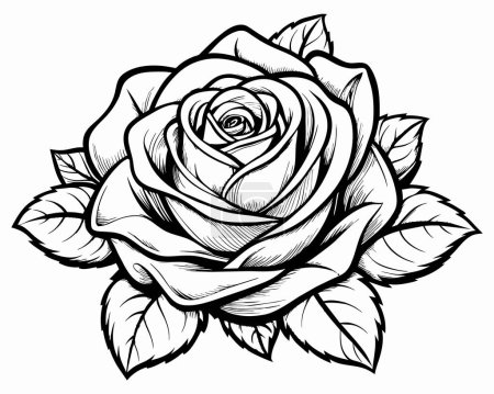 Vektor der schwarzen und weißen Rose