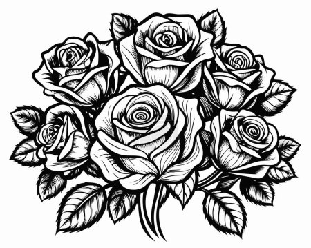 Ilustración de Vector de rosa blanco y negro - Imagen libre de derechos