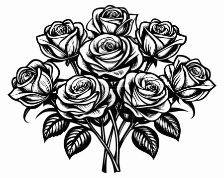 Ilustración de Vector de rosa blanco y negro - Imagen libre de derechos