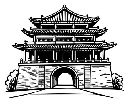 Illustration for Ming Dynasty Tombs icon vector - Royalty Free Image