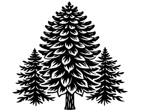 Fir Tree Woodcut stock vector