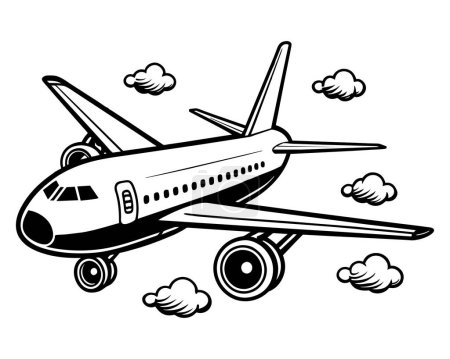 Airplane flying vector drawing
