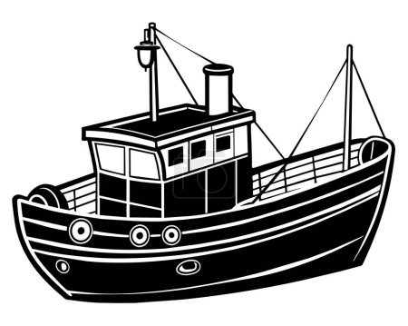 Fischerboot Färbung Vektor Zeichnung