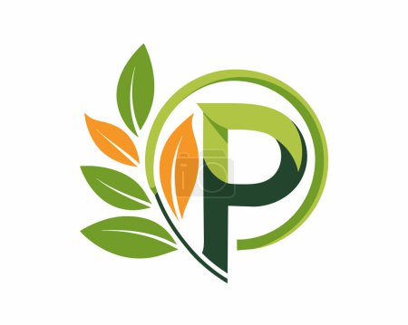 Téléchargez les illustrations : Illustration vectorielle du logo Leaf World Letter P - en licence libre de droit