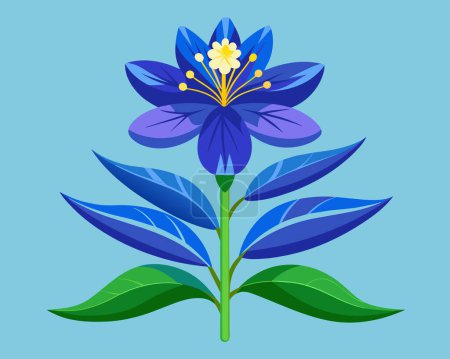 Illustration for Blue spotted lilium flowers with buds and leaves - Royalty Free Image