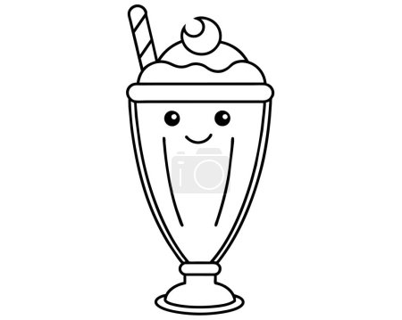Black and white in a glass with cream and a straw vector design