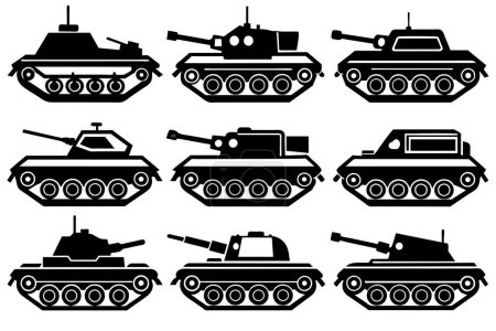 Illustration for Military transport pattern with a different tanks model - Royalty Free Image