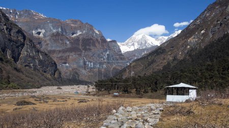 The scenic beauty of Barun Valley, captured during the Makalu Base Camp trek. The mountain's distinctive shape resembles a beautiful dog gazing towards the viewer, That is the main Shiva and Parbati Gufa which is known as Shiva Dhara.
