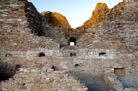 Chaco Canyon historical site at sunset