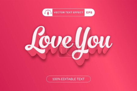 liebe dich 3D-Texteffekt und editierbarer Texteffekt mit rosa Hintergrund