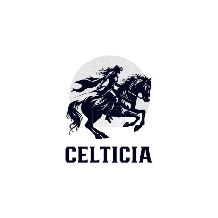 Téléchargez les photos : Logo d'un chevalier féminin chevauchant un cheval - en image libre de droit