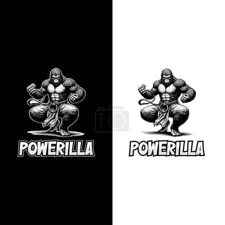 Illustration for Gorilla Vector Character Illustration, Fighting Action - Royalty Free Image