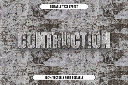 Ilustración de Diseño de efecto de texto concreto, texto de construcción editable - Imagen libre de derechos