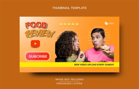 Illustration for Youtube thumbnail for Food Review - Royalty Free Image