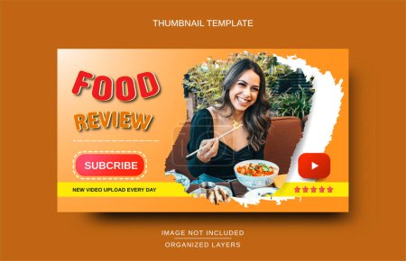 Téléchargez les illustrations : Miniature Youtube pour Food Review - en licence libre de droit