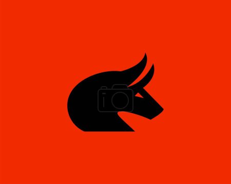 Ilustración de Logo de cabeza de toro, diseño de ilustración vectorial simple para símbolos - Imagen libre de derechos