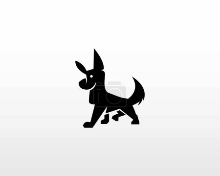 Téléchargez les illustrations : Logo de silhouette de chien de promenade, conception vectorielle pour les amoureux des animaux mignons - en licence libre de droit