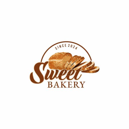 Ilustración de Diseño del logotipo de la panadería. Ilustración vectorial de rodajas de pan de trigo - Imagen libre de derechos