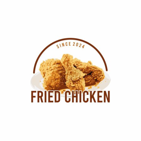 Téléchargez les photos : Logo de poulet frit vectoriel avec illustration de poulet frit pour la conception du symbole du restaurant - en image libre de droit